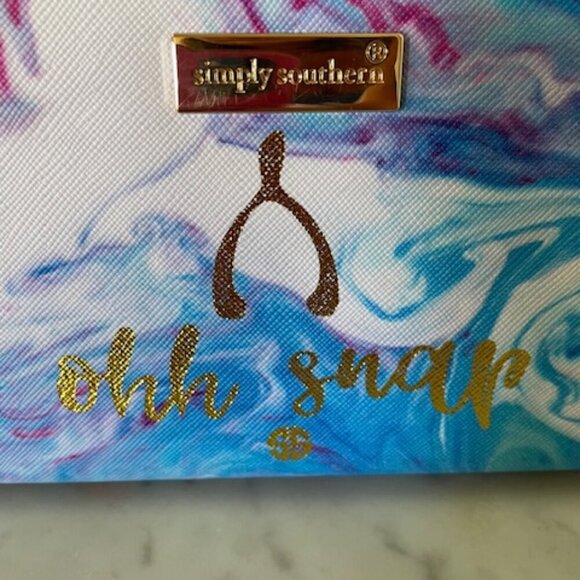 SIMPLY SOUTHERN "ohh snap" Wishbone Marble Blue Pink Purple Print Long W… - Picture 9 of 15